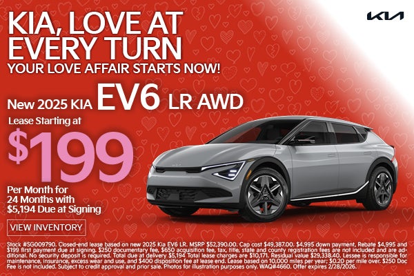 NEW 2025 KIA EV6 LR AWD Lease starting at $199/mo for 24 mo