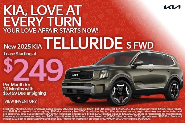 NEW 2025 KIA TELLURIDE S FWD Lease $249 per mo for 36 mos