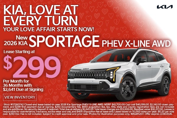 NEW 2026 KIA SPORTAGE PHEV X-LINE AWD starting at $299/mo
