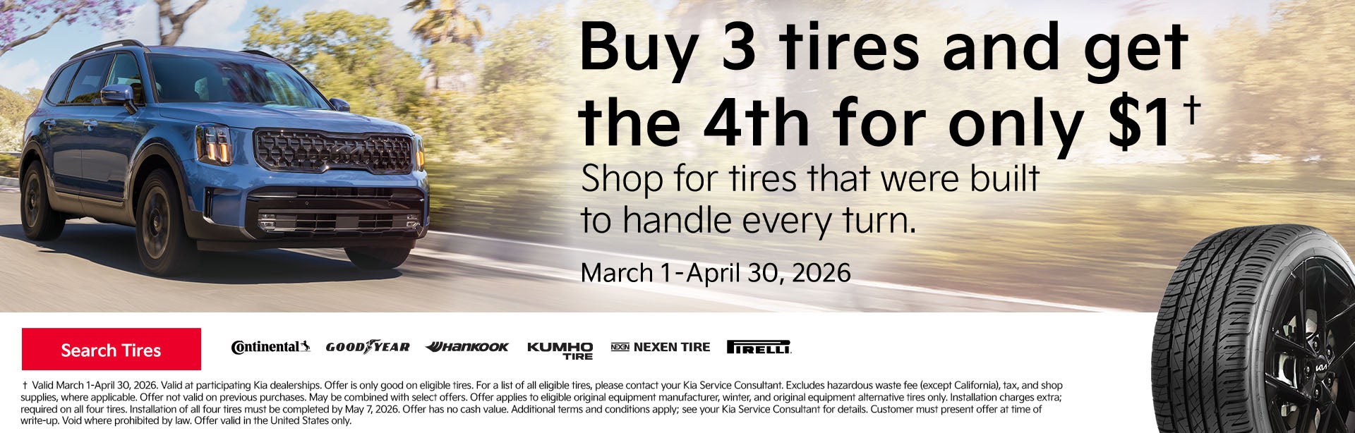 Buy three tires, get one free.